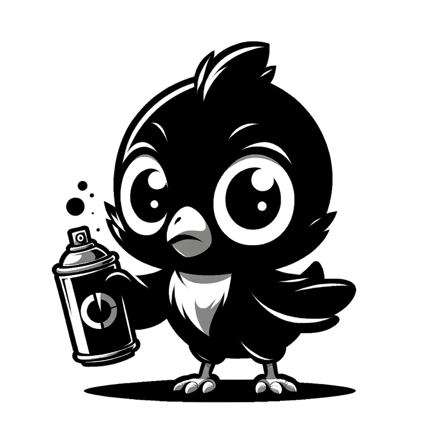 Peep holding a spray can